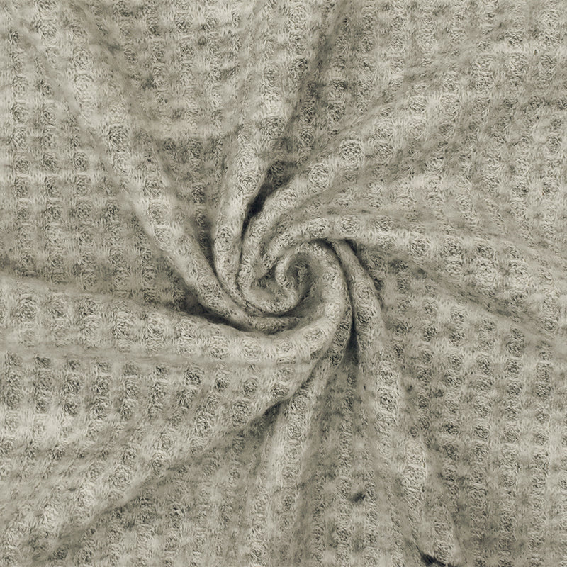 Old Ivory-Black Texture Stretch Brushed Thermal Knit Fabric