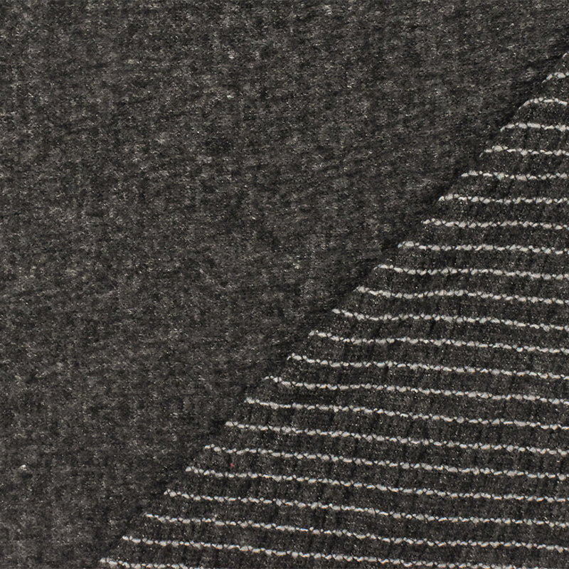 Off Black-White Crinkled Stripe Stretch Cotton Jersey Knit Fabric