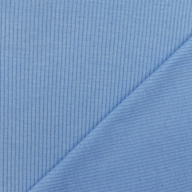 Lake Blue Solid Stretch Rayon Rib Knit Fabric