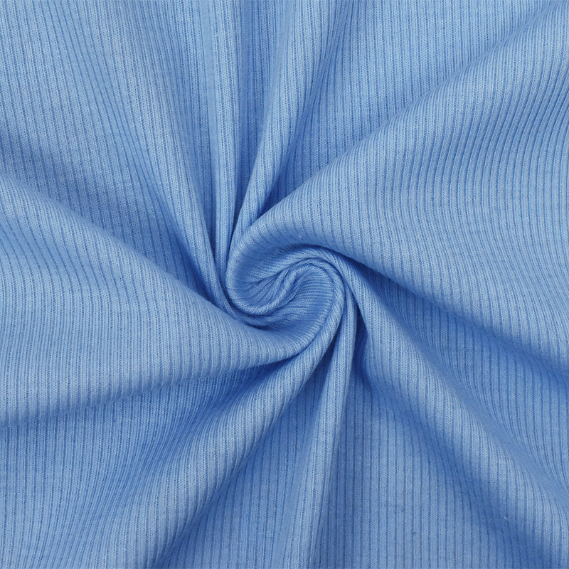 Lake Blue Solid Stretch Rayon Rib Knit Fabric
