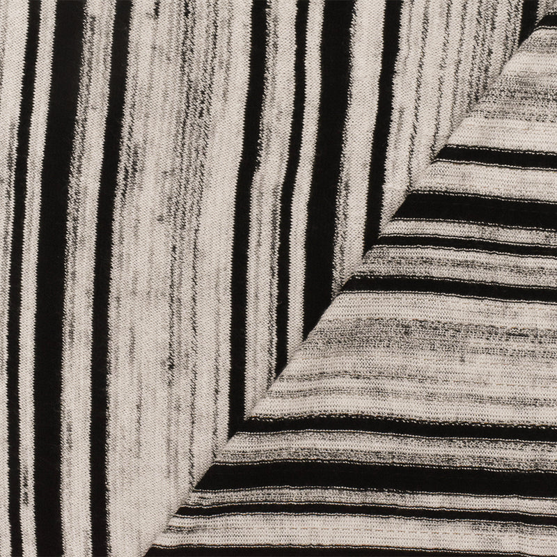 4 YD PC-Black-Vintage Ivory Striped Stretch Rayon Jersey Knit Fabric
