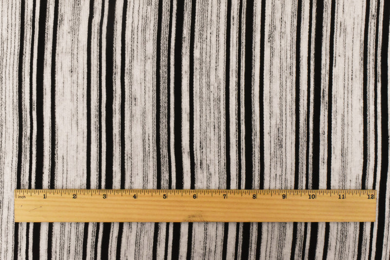 4 YD PC-Black-Vintage Ivory Striped Stretch Rayon Jersey Knit Fabric