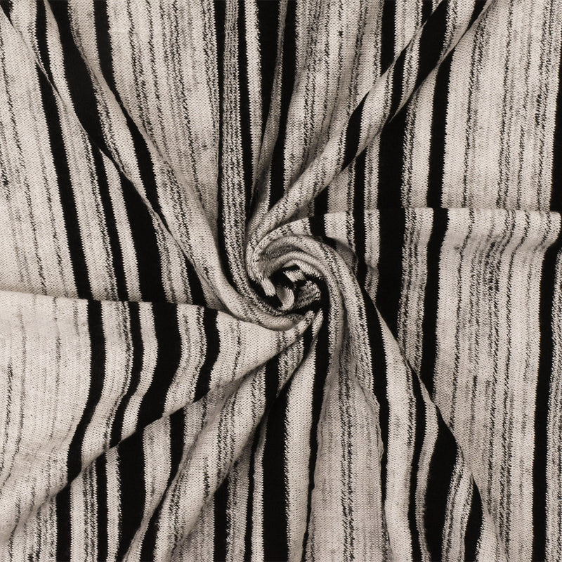 4 YD PC-Black-Vintage Ivory Striped Stretch Rayon Jersey Knit Fabric