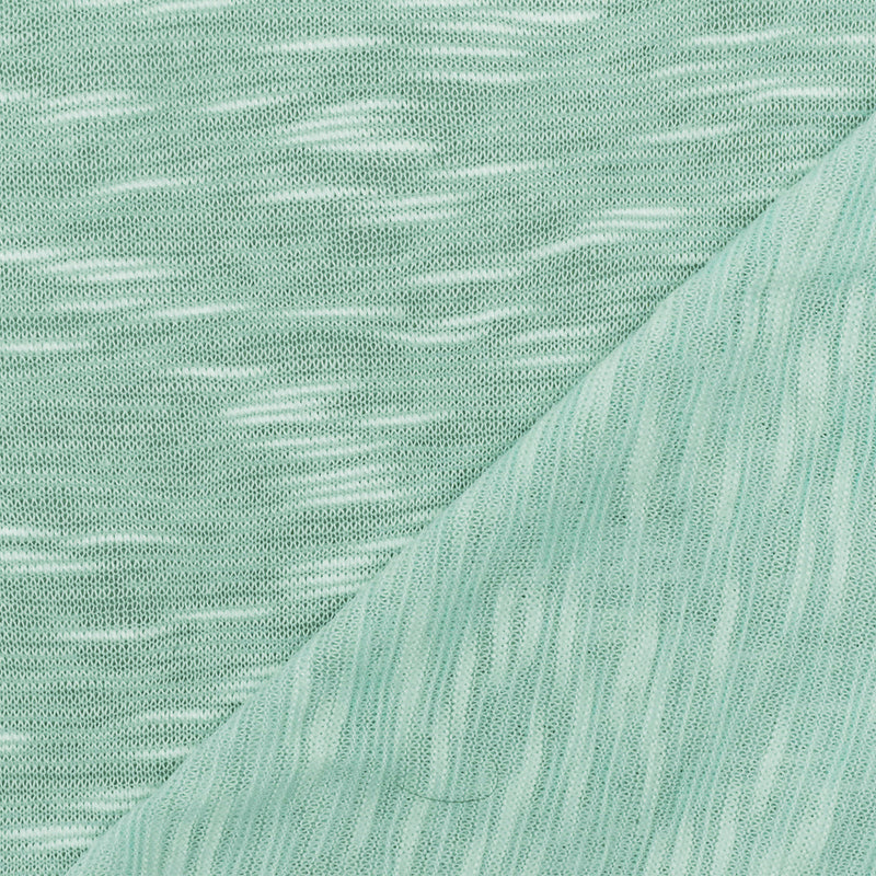 Water Teal-White Slub Stretch Jersey Knit Fabric