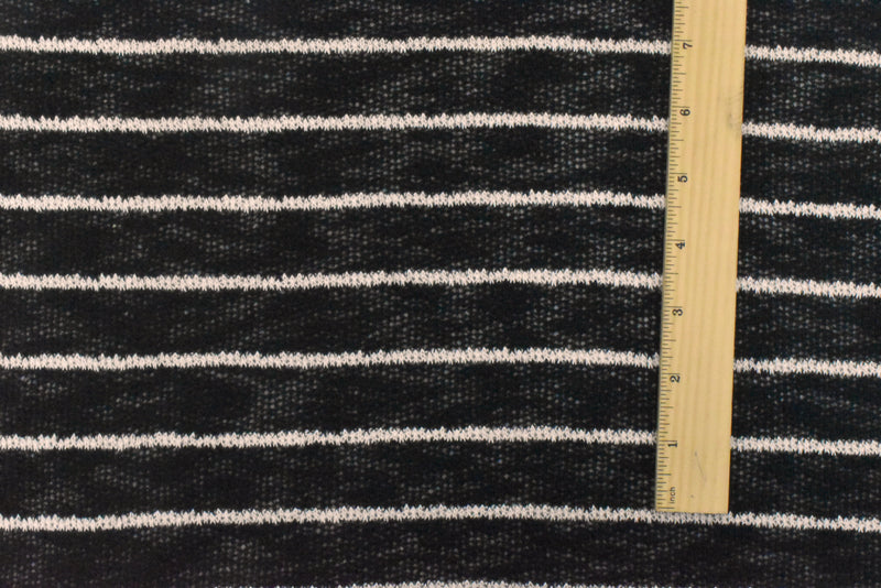 4 YD PC-Soft Black-Taupe Striped Texture Stretch Jersey Knit Fabric