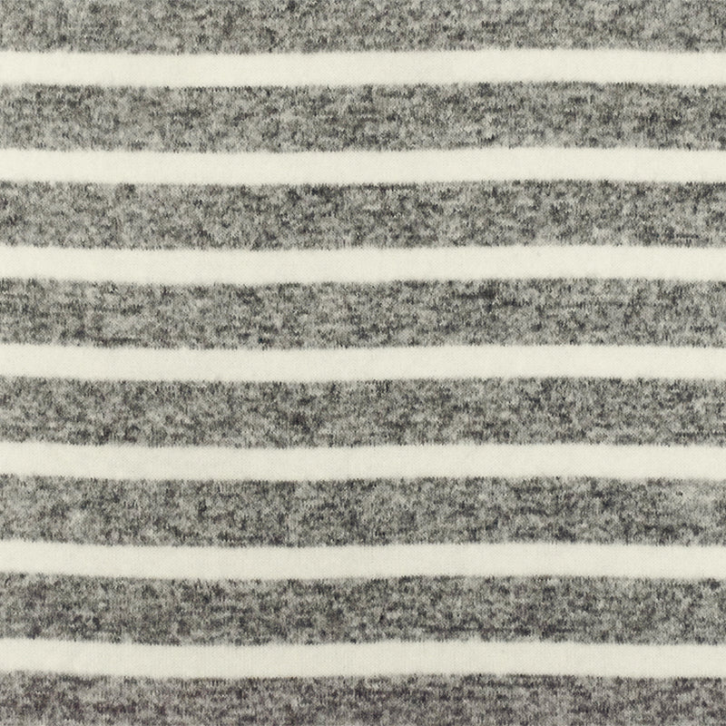 Off Black-Ivory Stripe Stretch Brushed Jersey Knit Fabric