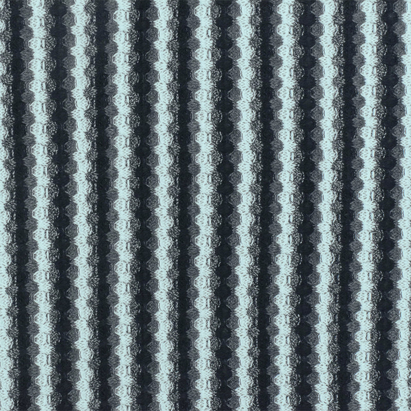 Airy Blue-Black-Gray Striped Stretch Thermal Knit Fabric