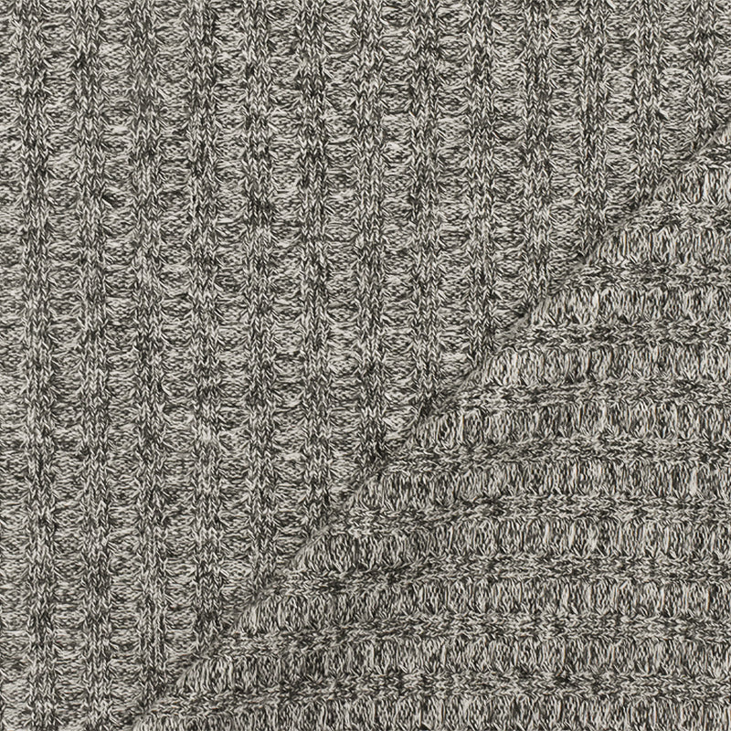 Nature Black-White Texture Stretch Rib Waffle Knit Fabric