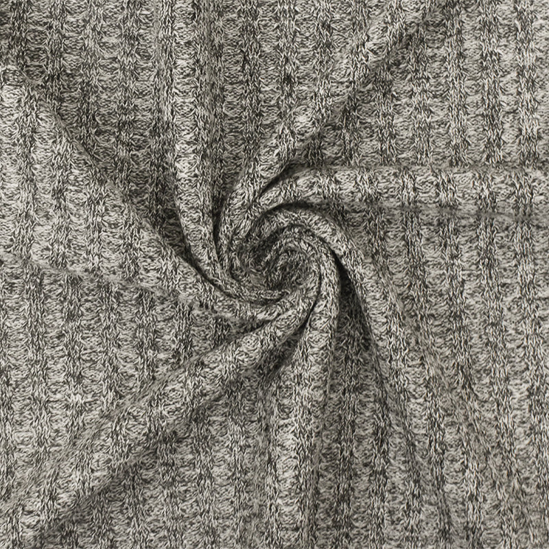 Nature Black-White Texture Stretch Rib Waffle Knit Fabric