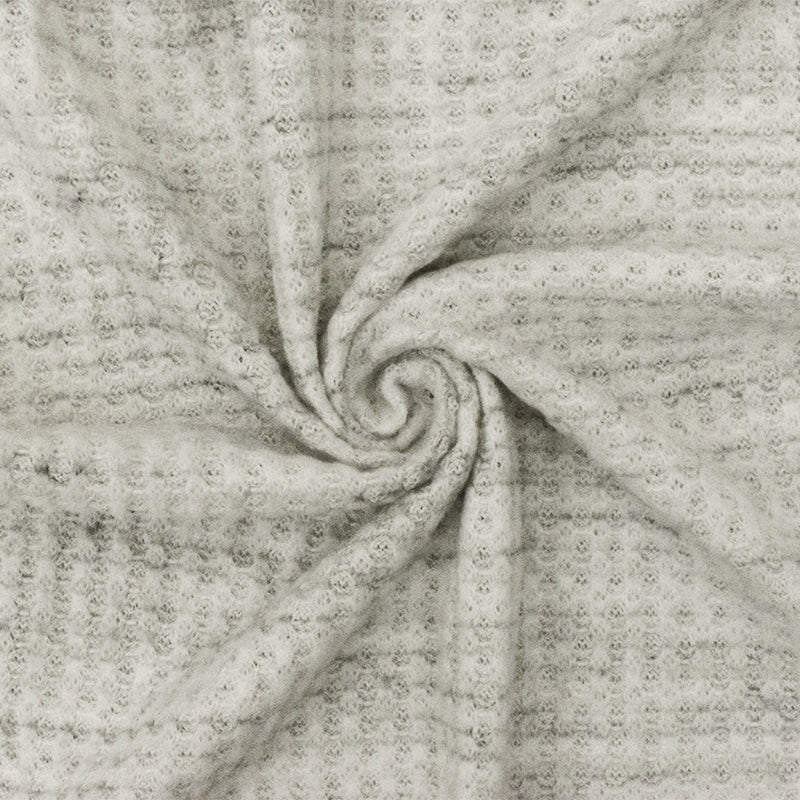 Dusty Ivory-Gray-Black Texture Stretch Poly Thermal Knit Fabric