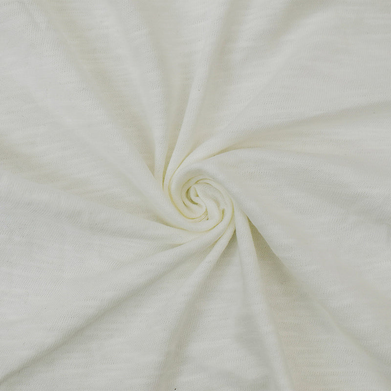 White Cotton Slub Texture Stretch Spandex Jersey Knit Fabric