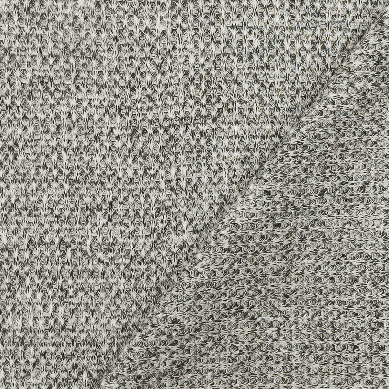 Pure White-Black Texture Stretch Thermal Knit Fabric