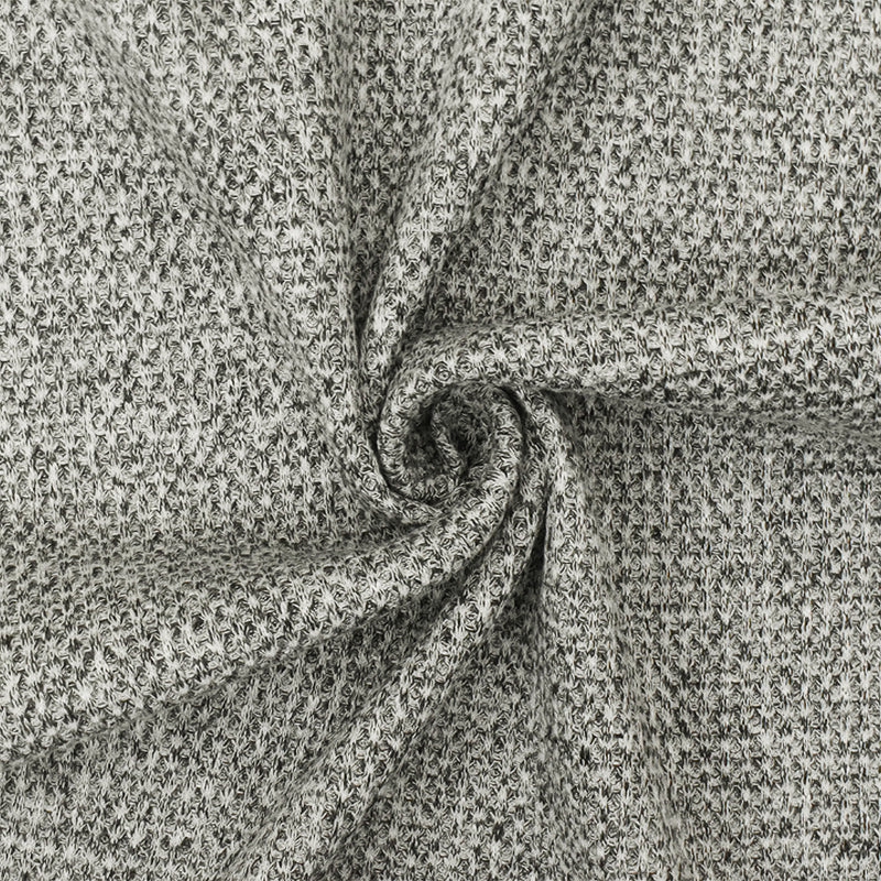Pure White-Black Texture Stretch Thermal Knit Fabric