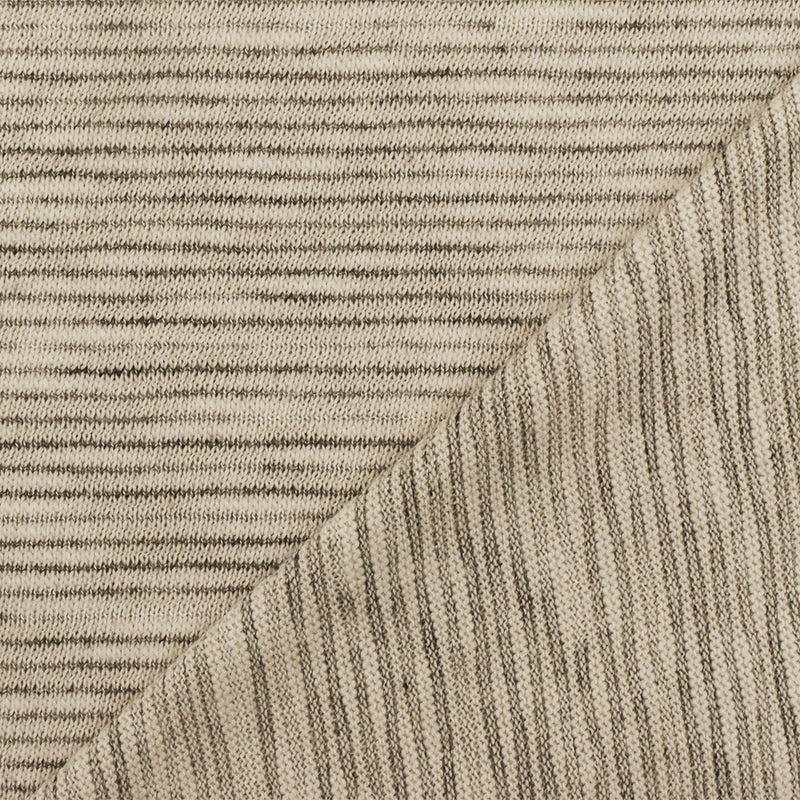 Light Beige-Gray-White Mini Stripe Poly-Cotton Jersey Knit Fabric