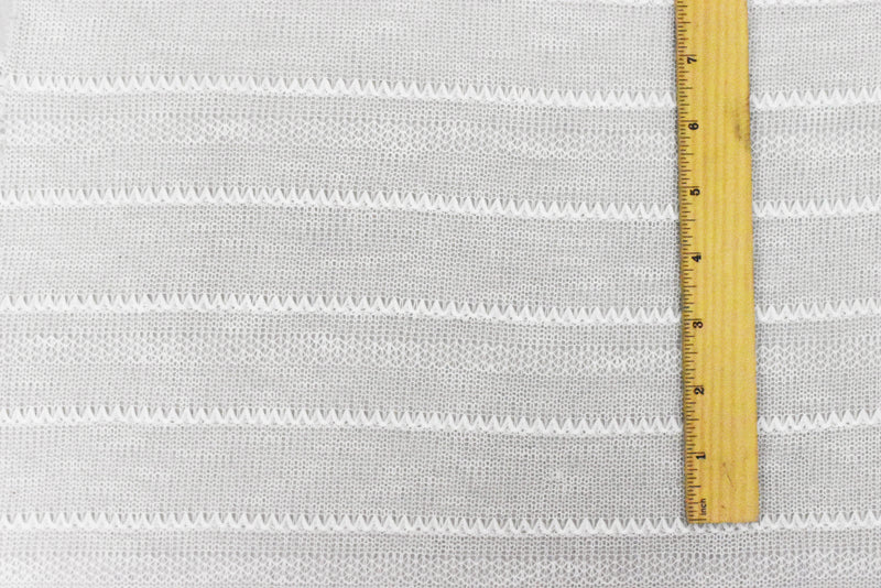 Simple White Zig Zag Stripe Poly Sweater Knit Fabric