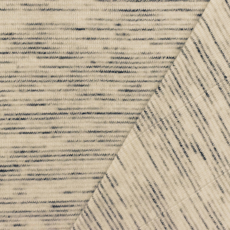 Light Beige-Black-Multi Slub Striped Stretch Rib Knit Fabric