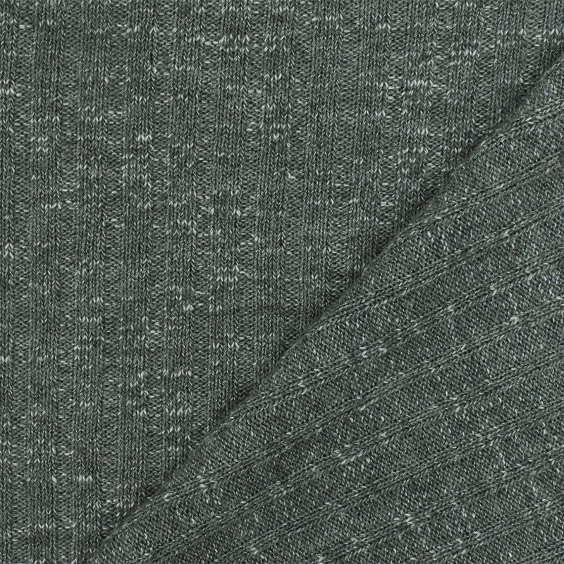 Charcoal Gray-White Texture Stretch 4x2 Rib Knit Fabric