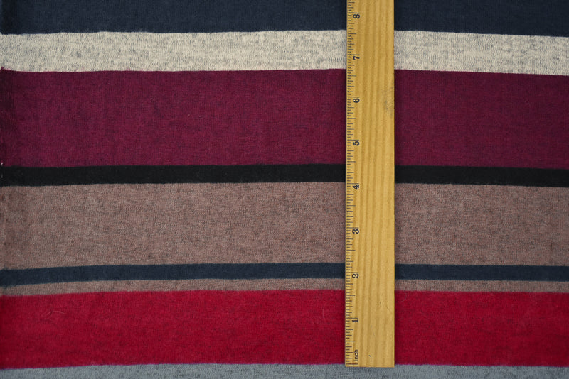 Blue-Red-Multi Poly Stretch Spandex Stripe Printed Jersey Knit Fabric