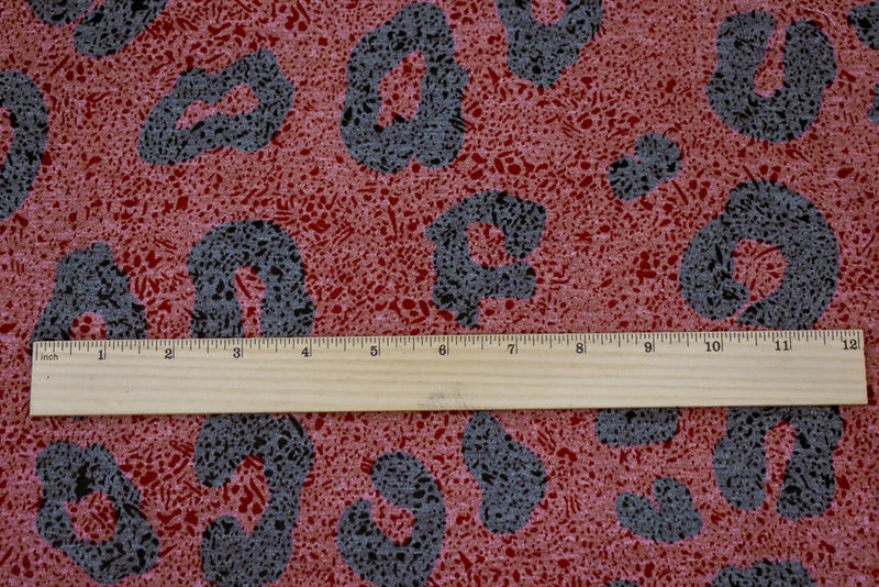 Red-Black-Multi Poly-Rayon Stretch Leopard Print Baby French Terry Knit