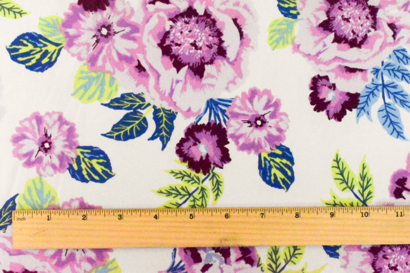 Flower Pink-White-Multi Floral Printed Swimwear Knit Fabric