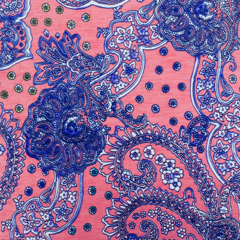 1 YD PC-Lady Pink-Blue-Multi Baroque Printed Stretch Poly ITY Jersey Knit Fabric