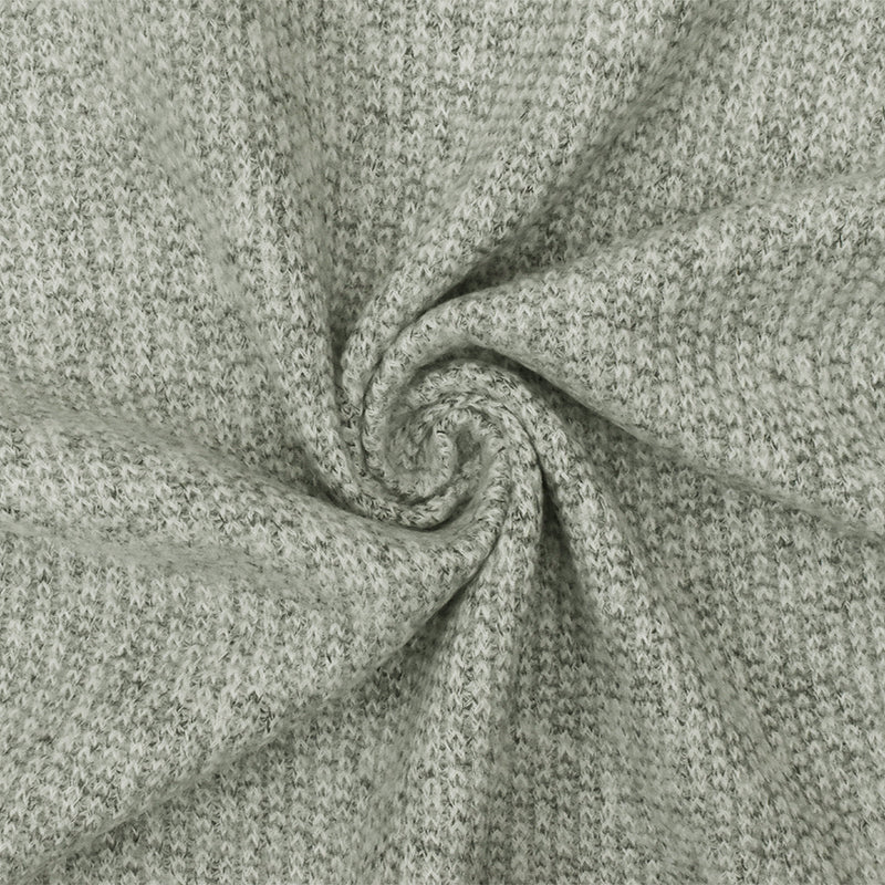 Cold Gray-Ivory-Black Texture Stretch Polyester Brushed Sweater Knit Fabric