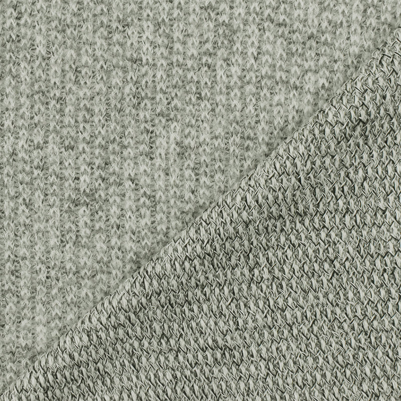 Cold Gray-Ivory-Black Texture Stretch Polyester Brushed Sweater Knit Fabric