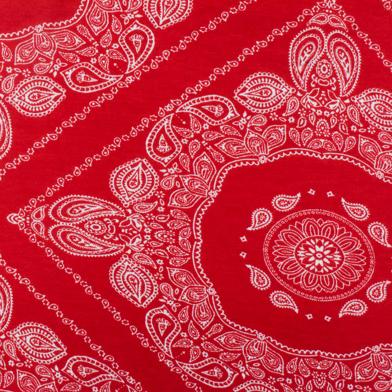 Intense Red - White Bandana Printed Stretch Rayon Jersey Knit Fabric