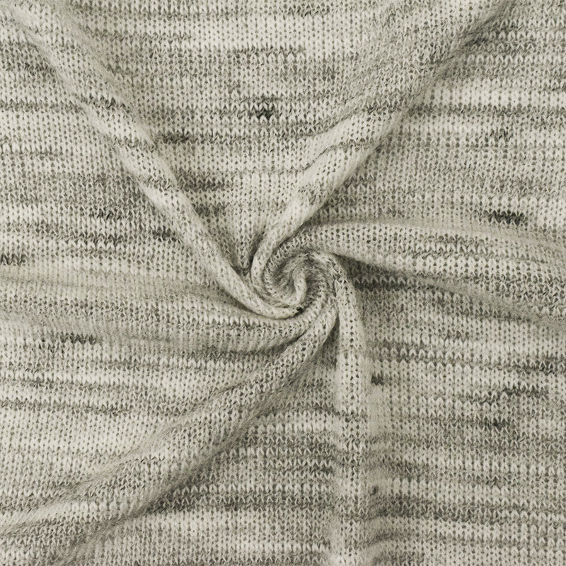 Pale Ivory-White-Black Slub Stretch Jersey Knit Fabric