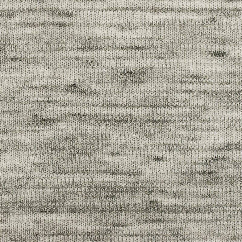 Pale Ivory-White-Black Slub Stretch Jersey Knit Fabric