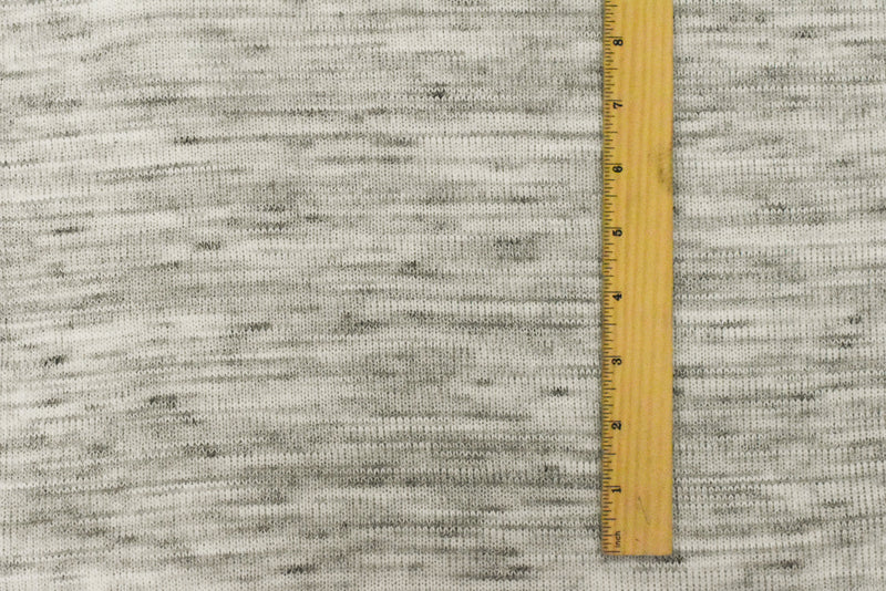 Pale Ivory-White-Black Slub Stretch Jersey Knit Fabric
