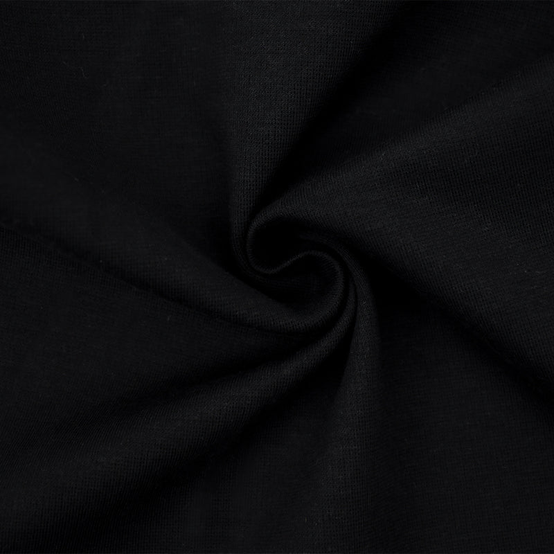 Black Cotton-Polyester Solid Interlock Double Knit Fabric