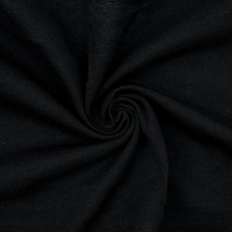 Black Cotton Stretch Spandex Solid Jersey Knit Fabric