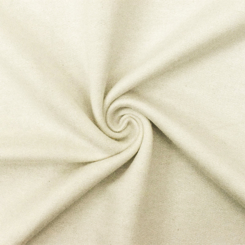 Vintage Ivory Solid Stretch Cotton Spandex Brushed Back Fleece Knit Fabric
