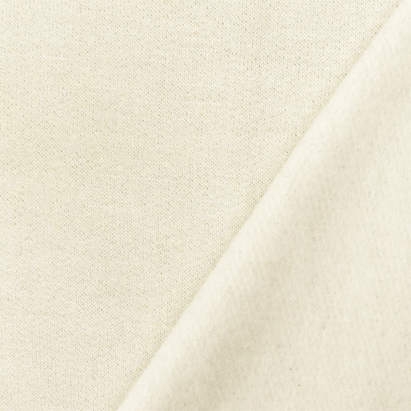 Vintage Ivory Solid Stretch Cotton Spandex Brushed Back Fleece Knit Fabric