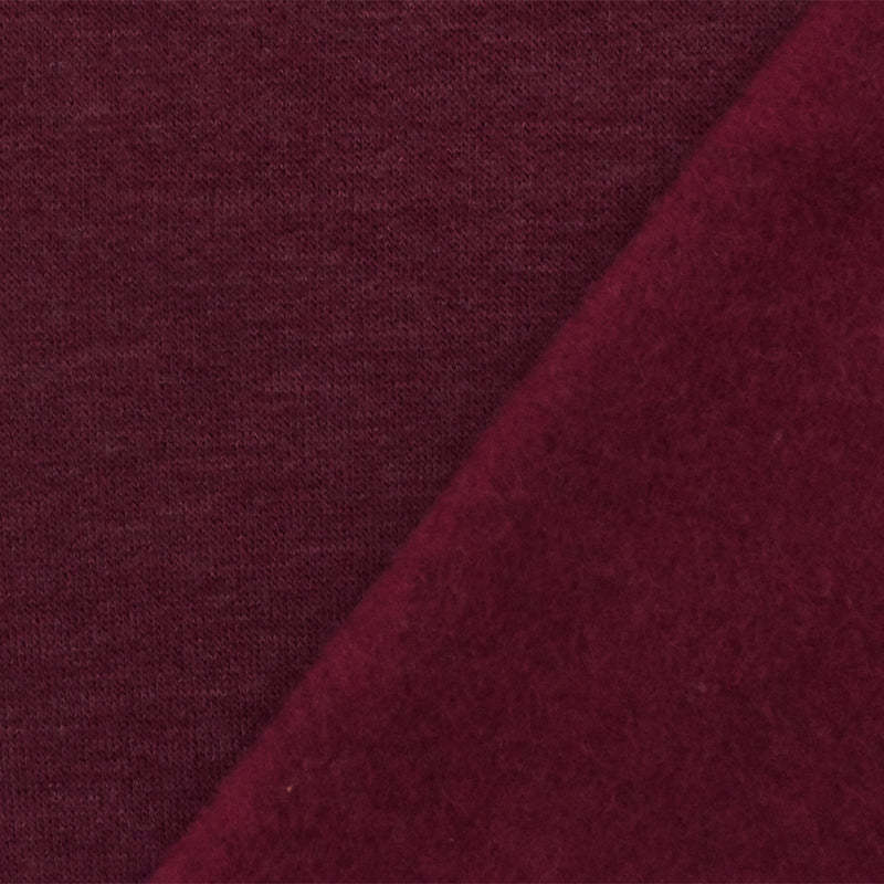 Deep Red Texture Stretch Poly Brushed Back French Terry Fleece Knit Fabric