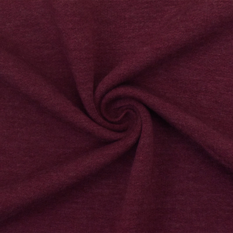 Deep Red Texture Stretch Poly Brushed Back French Terry Fleece Knit Fabric