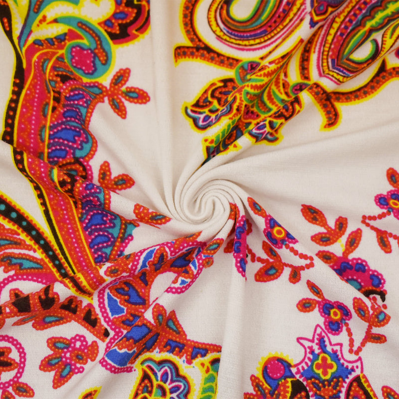 Pink-White-Multi Nylon Stretch Spandex Baroque Printed Jersey Knit Fabric