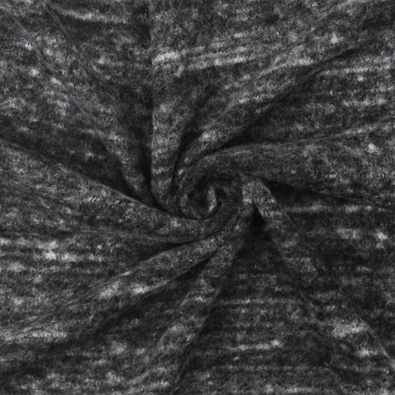 Black-Gray Slub Stretch Cotton Spandex Brushed Face Jersey Knit Fabric