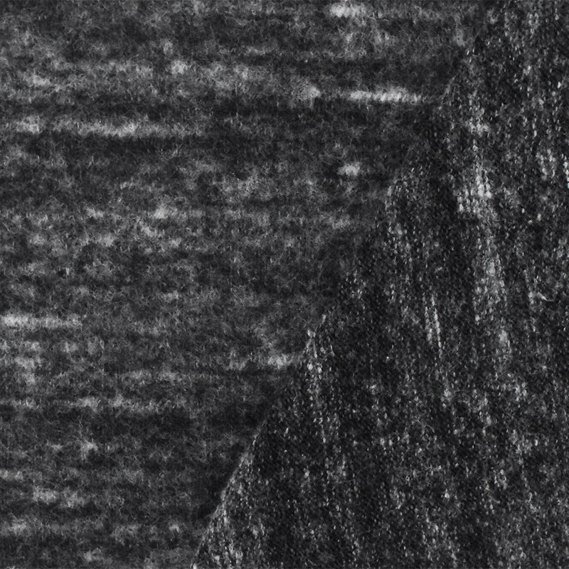 Black-Gray Slub Stretch Cotton Spandex Brushed Face Jersey Knit Fabric