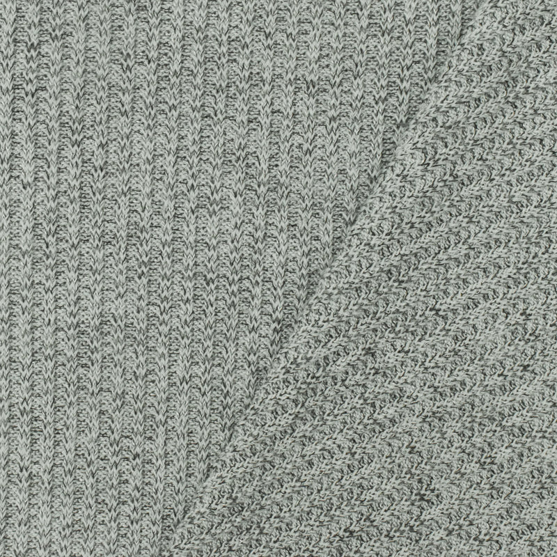 Light Icy Gray-Black Texture Stretch 2X2 Rib Knit Fabric