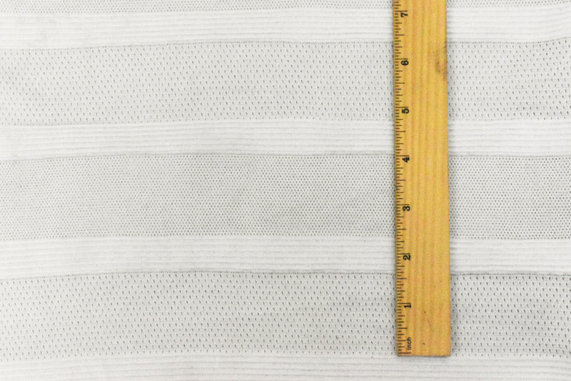 White Stripe Stretch Spandex Poly Athletic Mesh Knit Fabric