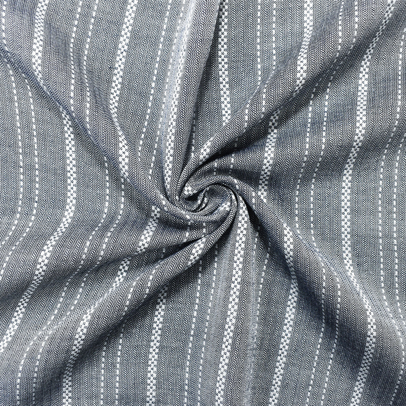 Navy-White Cotton-Rayon Famous Maker Striped Pattern Woven Shirting Fabric