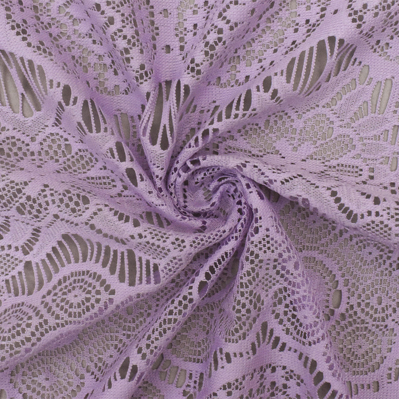 Spa Lavender Purple Medallion Floral Nylon-Cotton Lace Knit Fabric