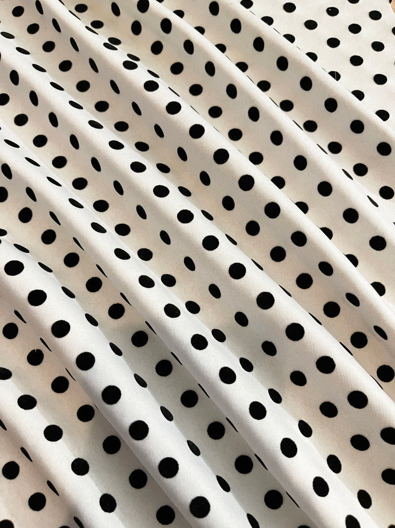 White Polka Dot Scuba Knit Fabric