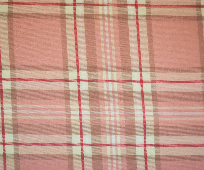 Pink-Yellow-Multi Cotton Famous Maker Plaid Flannelette Twill Woven Fabric