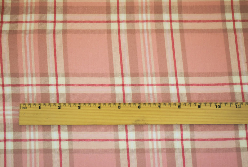 Pink-Yellow-Multi Cotton Famous Maker Plaid Flannelette Twill Woven Fabric