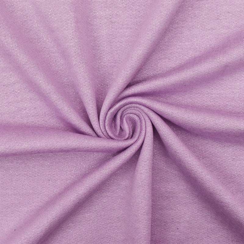 Romantic Purple-Silver Pearl Stretch Baby French Terry Knit Fabric