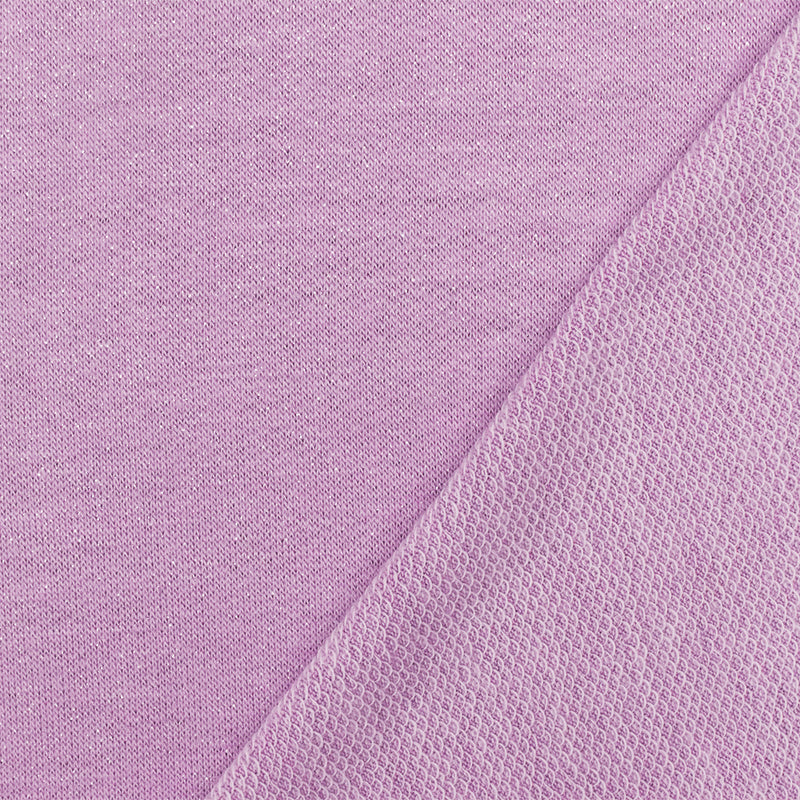 Romantic Purple-Silver Pearl Stretch Baby French Terry Knit Fabric