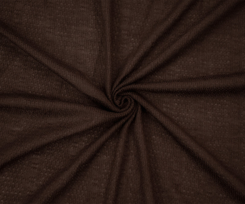 Brown Poly Stretch Spandex Light Semi Sheer Pattern Stripe Texture Rib Knit